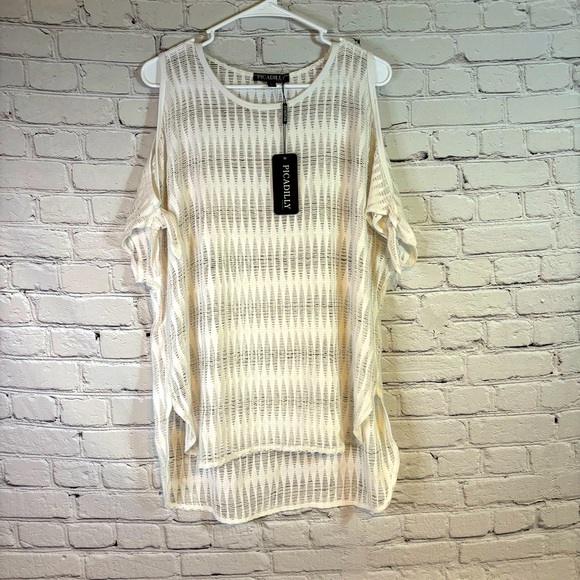 NWT Piccadilly White Knit Tie Tank Top - Picture 1 of 6